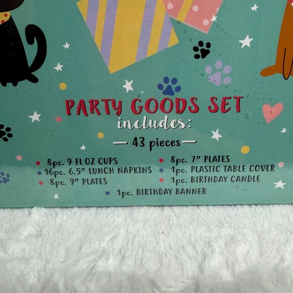 Party In A Box Happy Birthday 43 Pc Party Goods Set Cat Theme New Sealed - Picture 2 of 3